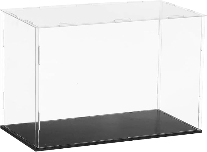 uxcell Acrylic Clear Display Case for Collectibles Self-Assemble Display Clear Boxes with Black Base Dustproof Countertop Storage Box for Collectible Figures 11.8 x 5.9 x 7.9 Inch