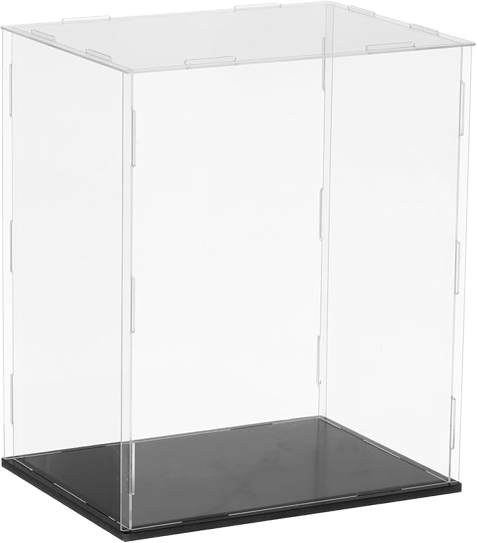 uxcell Acrylic Clear Display Case for Collectibles Self-Assemble Display Clear Boxes with Black Base Dustproof Countertop Storage Box for Collectible Figures, 7.9 x 5.9 x 9.8 Inch