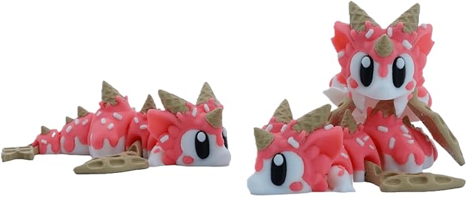 3D Printed Dragon Figurine, Decorative Collectible (Pink 3 Dragons and 1 Egg)