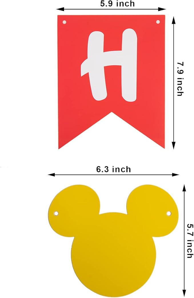 CHuangQi Colorful Happy Birthday Banner with Mickey Style Bunting, Mickey-themed Birthday Party Supplies