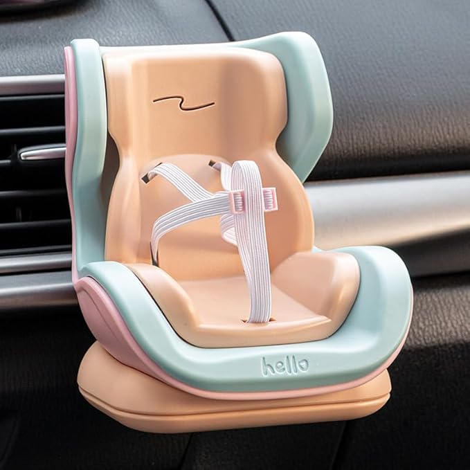 Labubu Compatible Car Safety Seat Model – OB11 Doll Display Stand for Vehicle or Desktop Decoration, Collectible Toy Accessories (Orange&Blue)