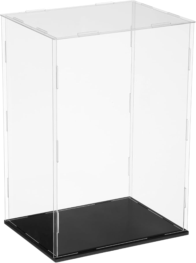 uxcell Acrylic Clear Display Case for Collectibles Self-Assemble Display Boxes with Black Base Dustproof Countertop Storage Box for Collectible Action Figures, 7.9 x 5.9 x 11.8 Inch