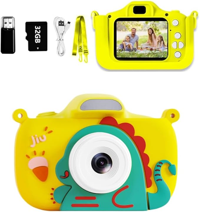 Kids Camera, 1080P 48MP Front Selfie Toddler Camera, 2.4 inch Big Screen Toy Camera, 8X Zoom in Chritmas Birthday Gift Cameras for Kids Boys Girl Age 2 3 4 5 6 7 8 9 10 11 12, Yellow
