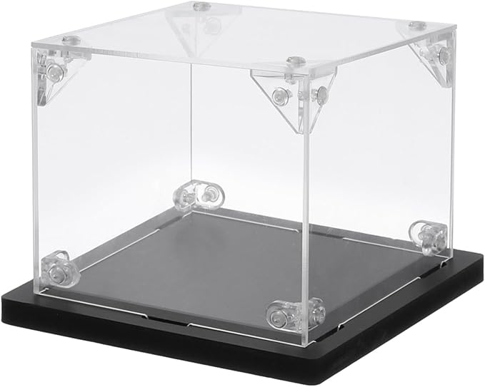 MECCANIXITY Acrylic Display Case, 4''x4''x4'' Clear Display Box Assemble Dustproof Display Box Storage Organizer for Collectibles Action Figures