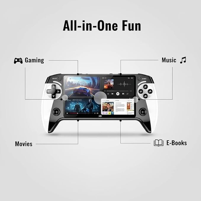 X9 Retro Handheld Game Console,20000+ Games,64gb with 5.5-Inch HD IPS Screen,10+ Emulators ,Handheld Emulator Supports Connection,Bluetooth Controller to TV Output 5-Hour Battery Life (Black)