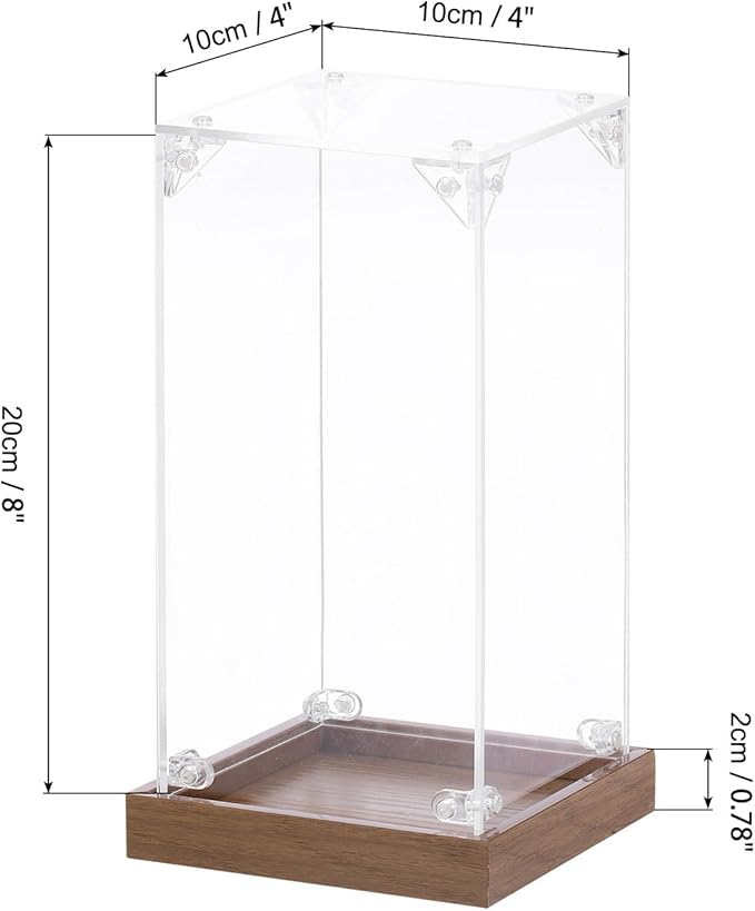 MECCANIXITY Acrylic Display Case, 4''x4''x8'' Clear Display Box Assemble Dustproof Storage Organizer Showcase for Collectibles Action Figures