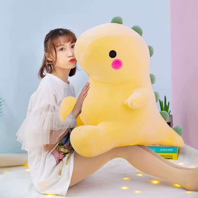 Plush Dinosaur Toy - 8in Stuffed Animal for Kids, Cute & Soft Dino Doll Gift (Yellow)