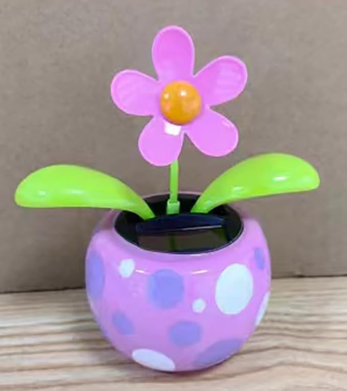 Pink Flower Solar Powered Dancing in Colorful Shape Flip Flap Animated Bobblehead Dancer Window Sun Catcher Car Dashboard Decor Solar Power Kits,Learning and Education