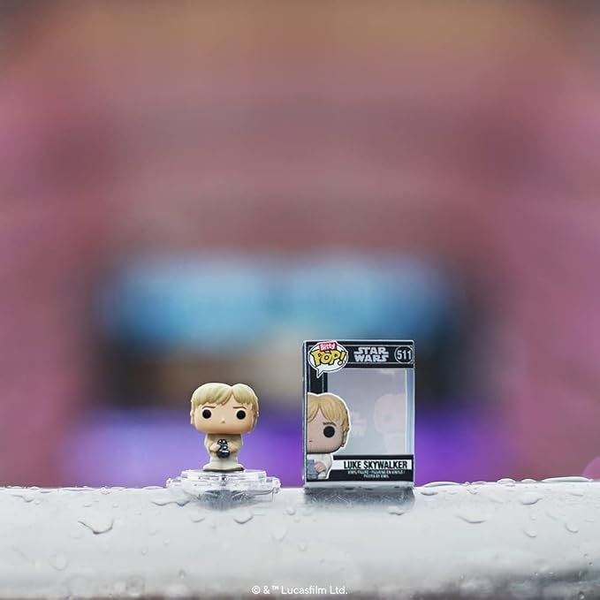 Funko Bitty POP! Star Wars - Luke, 4-Pack - Luke Skywalker, OBI-Wan Kenobi, Jawa and A Surprise Mystery Mini Figure - 0.9 Inch (2.2 Cm) Collectable - Stackable Display Shelf Included - Gift Idea
