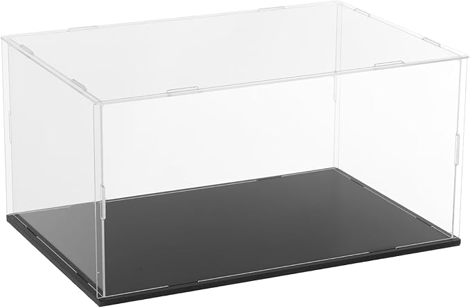 uxcell Acrylic Clear Display Case for Collectibles Self-Assemble Display Boxes with Black Base Dustproof Countertop Storage Box for Collectibles Action Figures, 11.8 x 7.9 x 5.9 Inch
