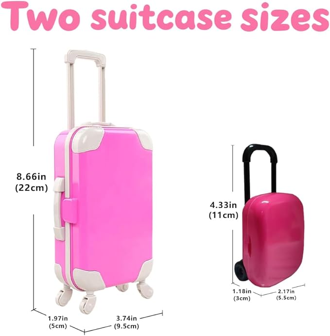13 Pcs 11.5" Doll Travel Gear Set - Suitcase Luggage , Clothes, Laptop, Bag, Glasses, Bracelets, Shoes - Christmas & Birthday Gift(No Doll)