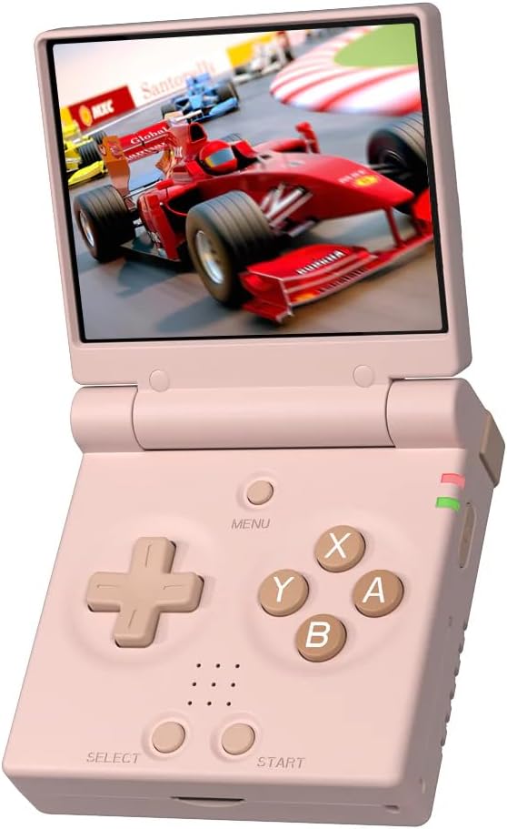 MIYOO Mini Flip Clamshell Console Mini Portable Handheld with 64GB TF Card 2.8inch IPS Screen 750×560 Resolution Game Player (Pink 64GB)