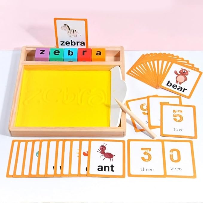 Montessori Sand Writing & Spelling Tray, Early Literacy Learning & Education Handwriting Toy (Ages 3+).