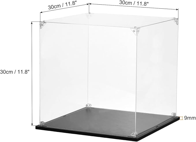 MECCANIXITY Acrylic Display Case, 11.8"x11.8"x11.8" Clear Display Box Assemble Dustproof Storage Organizer Showcase for Collectibles Action Figures
