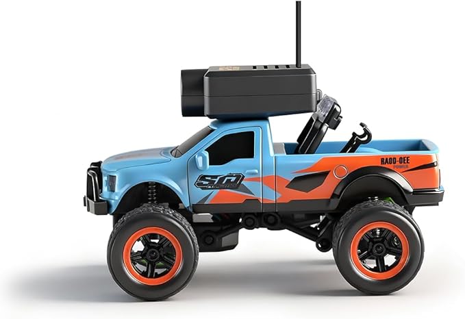 Helixsun WL 1/64 Scale FPV Mini RC Truck, APP Auto-Pairing Full-Proportional Model with WiFi Camera (Remote Controller + Display Screen Included/RTR/Blue), Giving Immersive Drving Experience