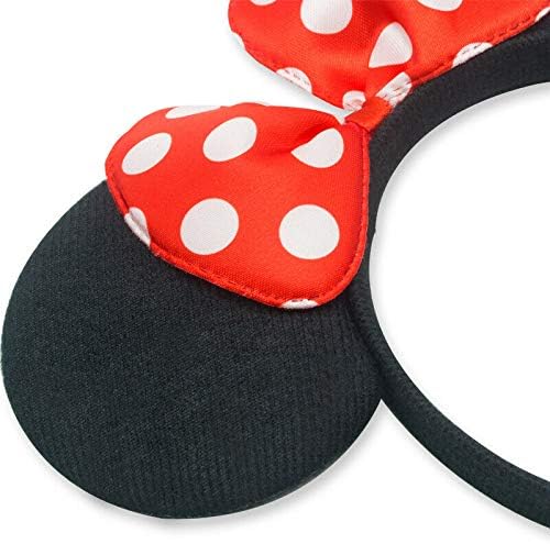 24 Pcs Mouse Costume Deluxe Fabric Ears Headband White Polka Dots Bow Party Headwear Decorations