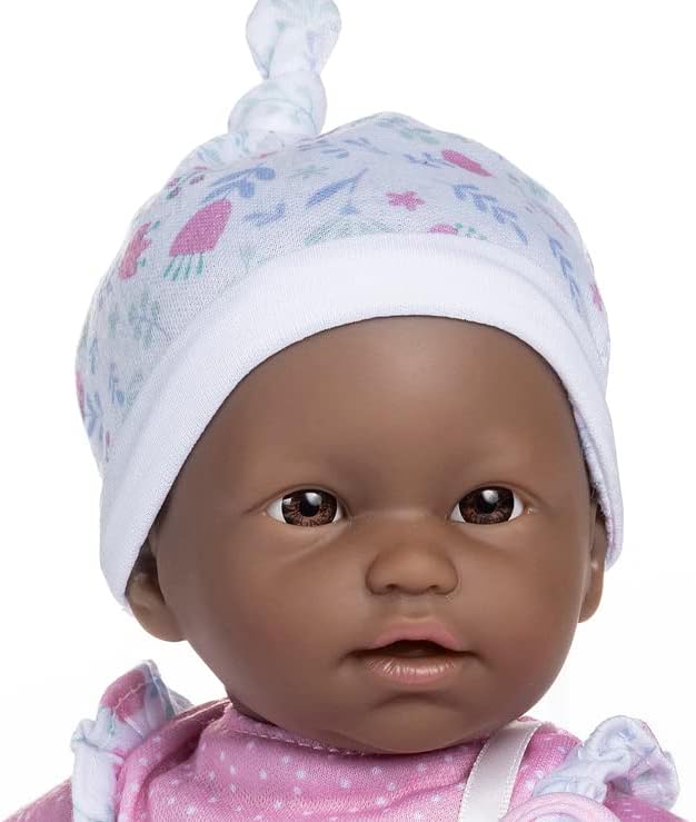 La Baby African American 11-inch Small Soft Body Baby Doll | JC Toys - La Baby | Washable |Removable Pink Floral Outfit w/Hat, Pacifier & Blanket | for Children 12 Months +
