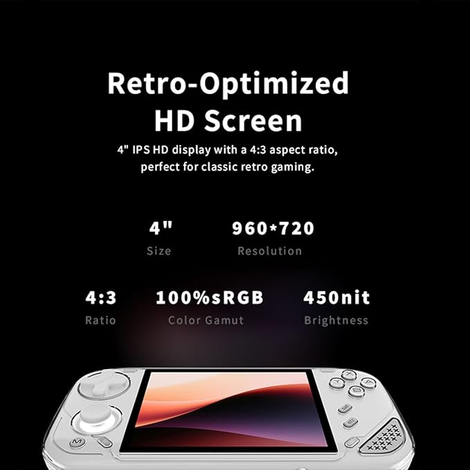 MINILOONG Game Console,4 Inch IPS LCD Loong OS System 4000mAh Battery Video Games Consoles,with DDR4 1GB+eMMC8G+64G TF Card and Wireless Networt Console Casual Game Console (White)