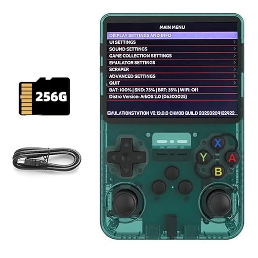 VILCORN 256G R36S Retro Handheld Game Console 50+Simulators 3.5 Inch Screen Portable Gaming Handheld Player Support Arkos Linux System & One-Click Boost (green)