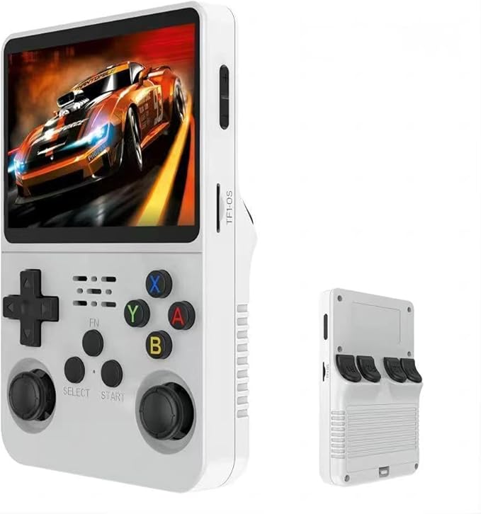R36s-Retro Handheld Game Console with 128G 3.5 Inch IPS Screen Built-in 20000+ Classic Games Open Source Linux System Portable Pocket Video Player with 3200mah Battery (White)