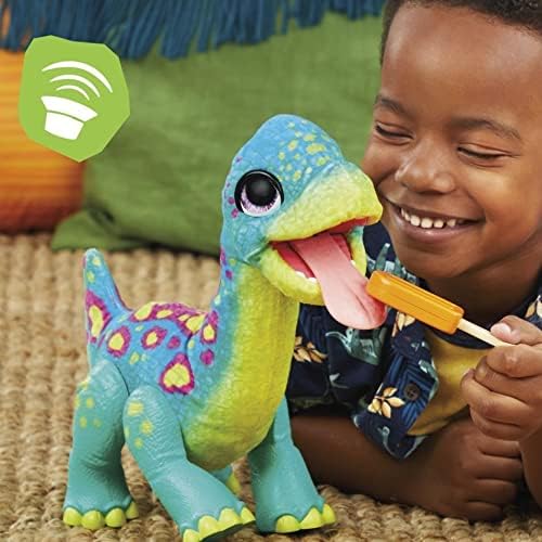 FurReal Snackin' Sam The Bronto, Interactive Pets, 40+ Sounds and Reactions, Electronic Pets, Plush Dinosaur Toys for 4 Year Old Girls and Boys