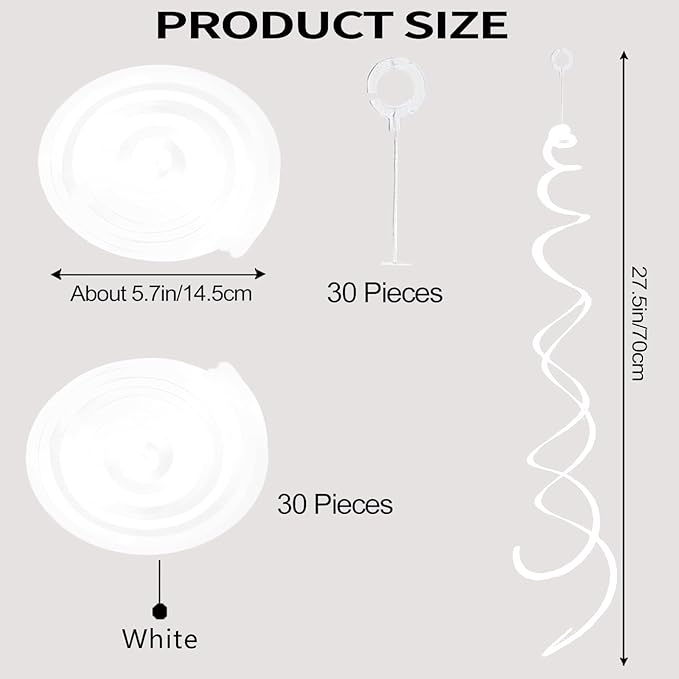 30 Pieces Hanging Swirl Party Decorations Foil Decorations Ceiling Swirl Spiral Hanging Plastic Streamer for Ceiling Birthday Graduation Wedding Celebration Baby Shower Party Supply (White)