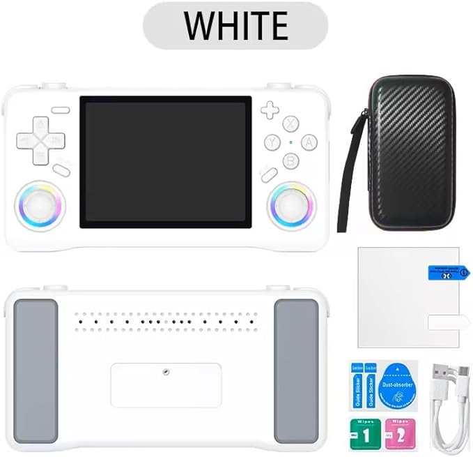 Retro Handheld Game Console - Open Source Linux System, 3.5-inch Full-Lamination Screen, 18000+ Classic Games, 4000mAh Battery Portable Handheld (White)