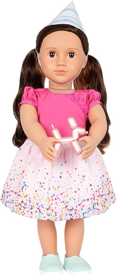 Our Generation Birthday Outfit - Confetti Print Skirt & Poodle Balloon Animal - 45.7 cm Doll Clothes - Pretend Play - Toy for Children from 3 Years and Up - It's Time to Party