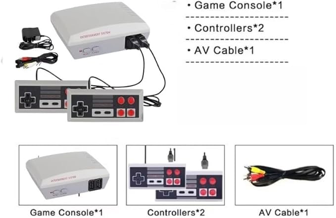 Retro Game Console with 300+ Classic Games Built-in, Includes 2 Wired Controllers for TV & Family Entertainment