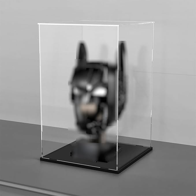 Clear Acrylic Display Case for Toys Collectibles，Assemble Acrylic Box Dustproof Protection Showcase with Black Wood-Plastic Base (6x6x8.6 inch;15x15x22cm)