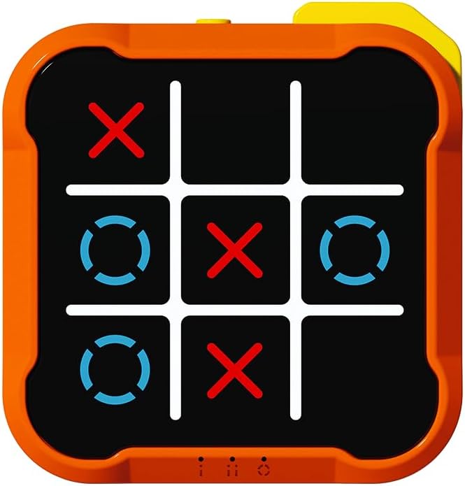 5-in-1 Electronic Tic-Tac-Toe Game, Handheld Electric Puzzle Game with Silent Mode, Portable Strategy Set for Kids & Adults,Travel Games, Birthday Gifts.（Orange）