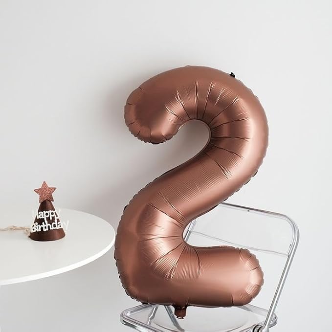 2 Numbers Balloon 40 Inch Coffee Brown Two Balloon Number Birthday Decor, 2nd 12 21st Party Celebration Decorations Graduations Wedding Baby Shower