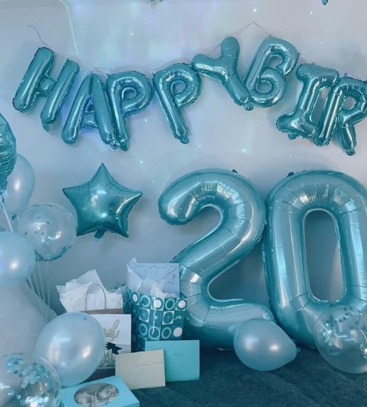 Pearl Blue 8 Number Balloon,Foil Number 8 Balloon 40 Inch, Helium Mylar Eight Number 8 18 28 38 48 58 80 88 Birthday Balloons, 8th Pearl Blue Women Men Wedding Anniversary, Graduations Party Supplies