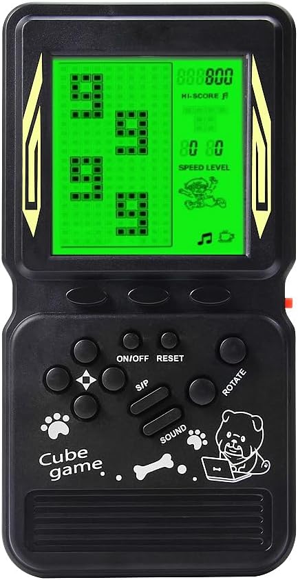 CZT New Retro Block Game Console Green Backlight Large Screen More Convenient for Playing Games Classic Nostalgia Puzzle Built-in 999 in 1 Brick Game Children's Gift (Black)