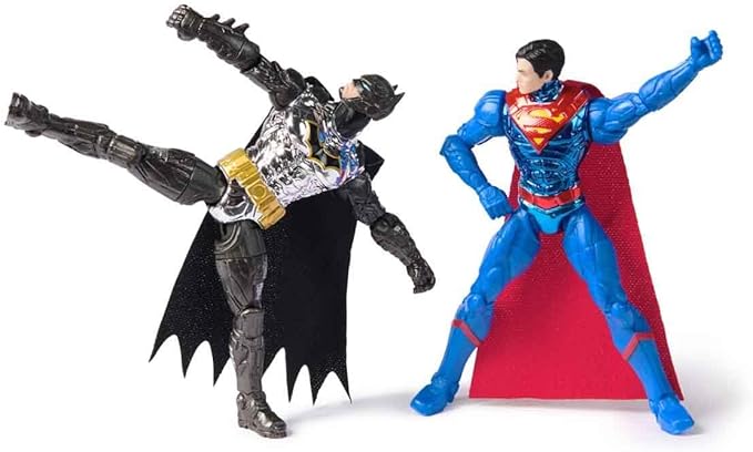 DC Comics, Metal Force Transforming Batwing, 2-in-1 Playset, Includes Batman and Superman Figures, with Projectiles and Character Cards, Kids Toy for Boys Ages 4 and Up