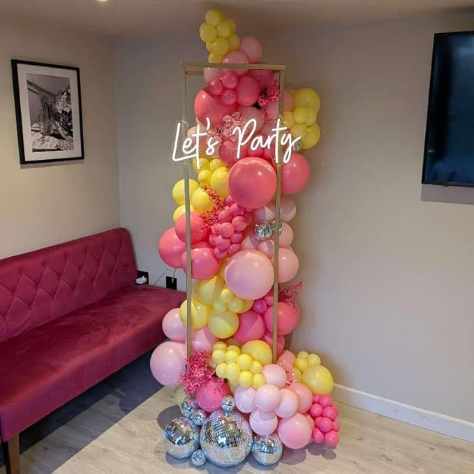 Pink and Yellow Balloons Garland Arch Kit 150Pcs - 5 10 12 18 inch Different Size Hot Pink Yellow Pastel Pink Balloons for Birthday Baby Shower Wedding Bee Bear Themed Party Decorations