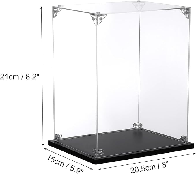 MECCANIXITY Acrylic Display Case, 8x6x8 Inches Clear Display Box Assemble Dustproof Display Box Storage Organizer for Collectibles Action Figures