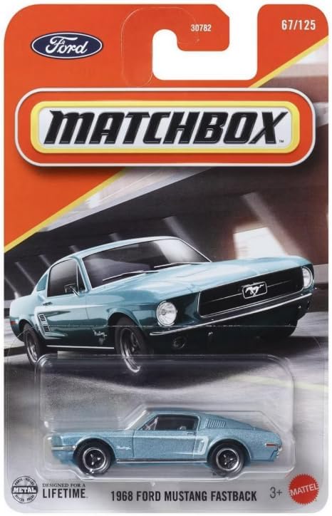 Matchbox 1968 Ford Mustang Fastback [Blue] 67/125, 1:64 Scale Diecast Toy Vehicle