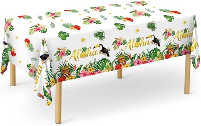 REDWORD 2PCs Tablecloths Plastic Tablecloth Ice Cream Party Supplies Ideal Table Cover for Ice Cream Birthday Decoration Summer Themed Parties Girls’ Parties (Aloha)