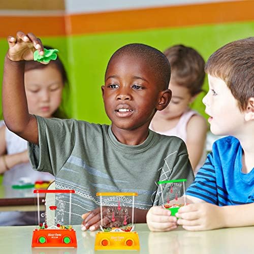 Sumind 10 Pcs Handheld Water Game for Kids Easter Basket Stuffers Mini Water Ring Toss Basketball Hoop Toy 90s Retro Mini Games for Goodie Bag Birthday Return Gifts (Classic Style,Bright)