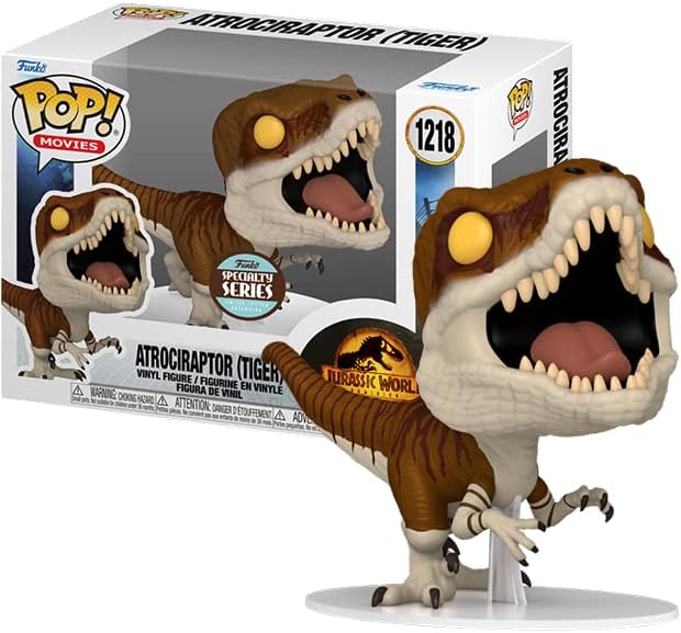 POP Jurassic World Dominion - Atrociraptor (Tiger) #1218 Specialty Series Funko Vinyl Figure (Bundled with Compatible Box Protector Case), Multicolor, 3.75 inches