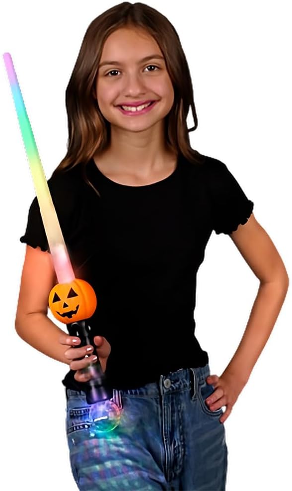 blinkee Multicolor Extendable Light-Up Pumpkin Saber Toy with Projecting Crystal Ball - Perfect Trick-or-Treat Accessory