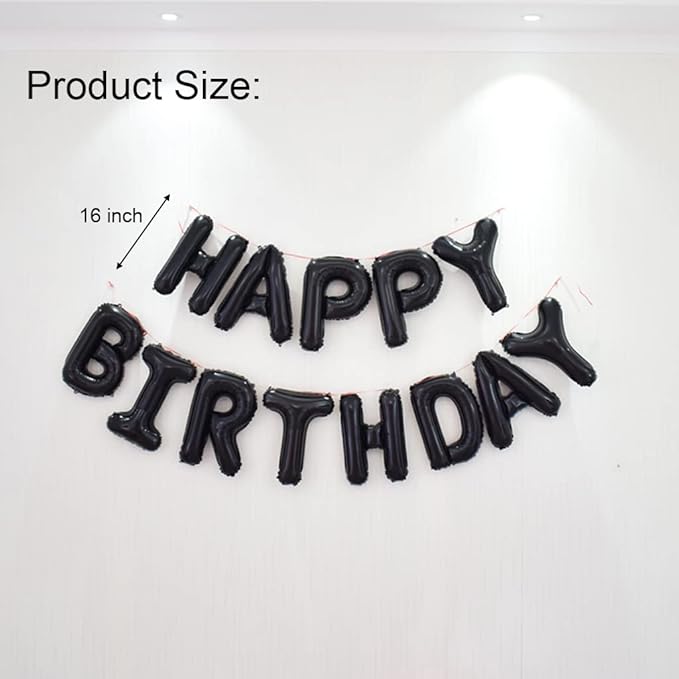 Happy Birthday Balloon Banner 40 inch 18 Balloon Number 16 Inch Happy Birthday Letters Balloons Black Foil Mylar Balloons for 18th Birthday Decorations Party Supplies