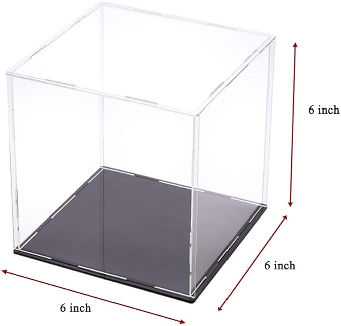Self-Assembly Acrylic Display Case,Deluxe Dustproof Showcase,Cube Countertop Box for Pop Figures Collectibles Toys,Need Remove The Protective Film (6x6x6 inch; 15x15x15cm)