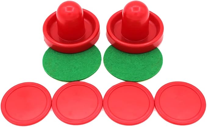 GSHLLO 8 Pcs 60mm Mini Red Air Hockey Pushers Air Hockey Pucks Strickers Goal Handles Paddles Replacement Accessories for Game Tables