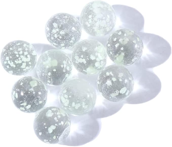 10Pcs Glass Marbles Glow in The Dark Multi-Color Luminous Marbles Marble Games and DIY Home Decoration Marble Runs Learning and Education (0.47 inch) (Transparent)