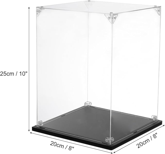MECCANIXITY Acrylic Display Case, 8''x8''x10'' Clear Display Box Assemble Dustproof Display Box Storage Organizer for Collectibles Action Figures