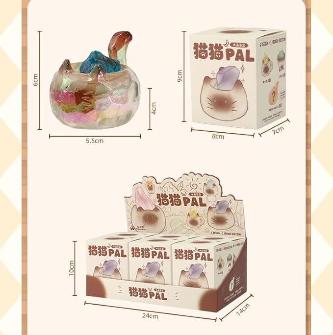 Surprise Box Figures Diamond Crystal Cat Theme, Mystery Bag Random Design Action Figures Figurine Collectible Home Desk Car Decoration, Holiday Birthday Christmas New Year Gift, Whole Set-6 Box