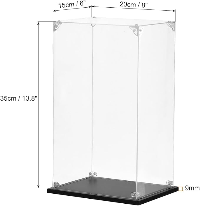 MECCANIXITY Acrylic Display Case, 8"x6"x13.8" Clear Display Box Assemble Dustproof Storage Organizer Showcase for Collectibles Action Figures