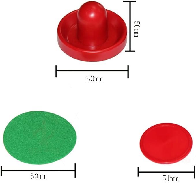 1 Set Mini Air Hockey Pushers and Air Hockey Pucks Great Goal Handles Pushers Goal Handles Paddles Replacement Accessories for Game Tables 60 MM, Red(2 Strikers, 4 Pucks)